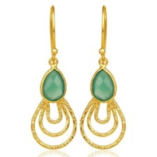 Green Onyx Gemstone 925 Sterling Silver Dangle Hook Earring Partywear Jewelry