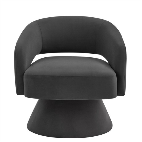 Modern 360° Swivel Upholstered Fluffy Velvet Barrel Accent Chairs Armchair-Gray - Picture 8 of 8