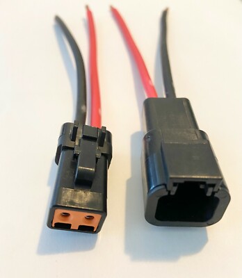 Black  2 Pin waterproof connector 10 AWG Assembled Deutsch DTP  