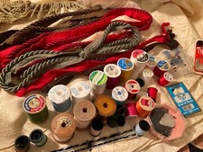 Vintage Spools of Thread Various Colors Sizes Brands Needles Pins Trims Misc Lot