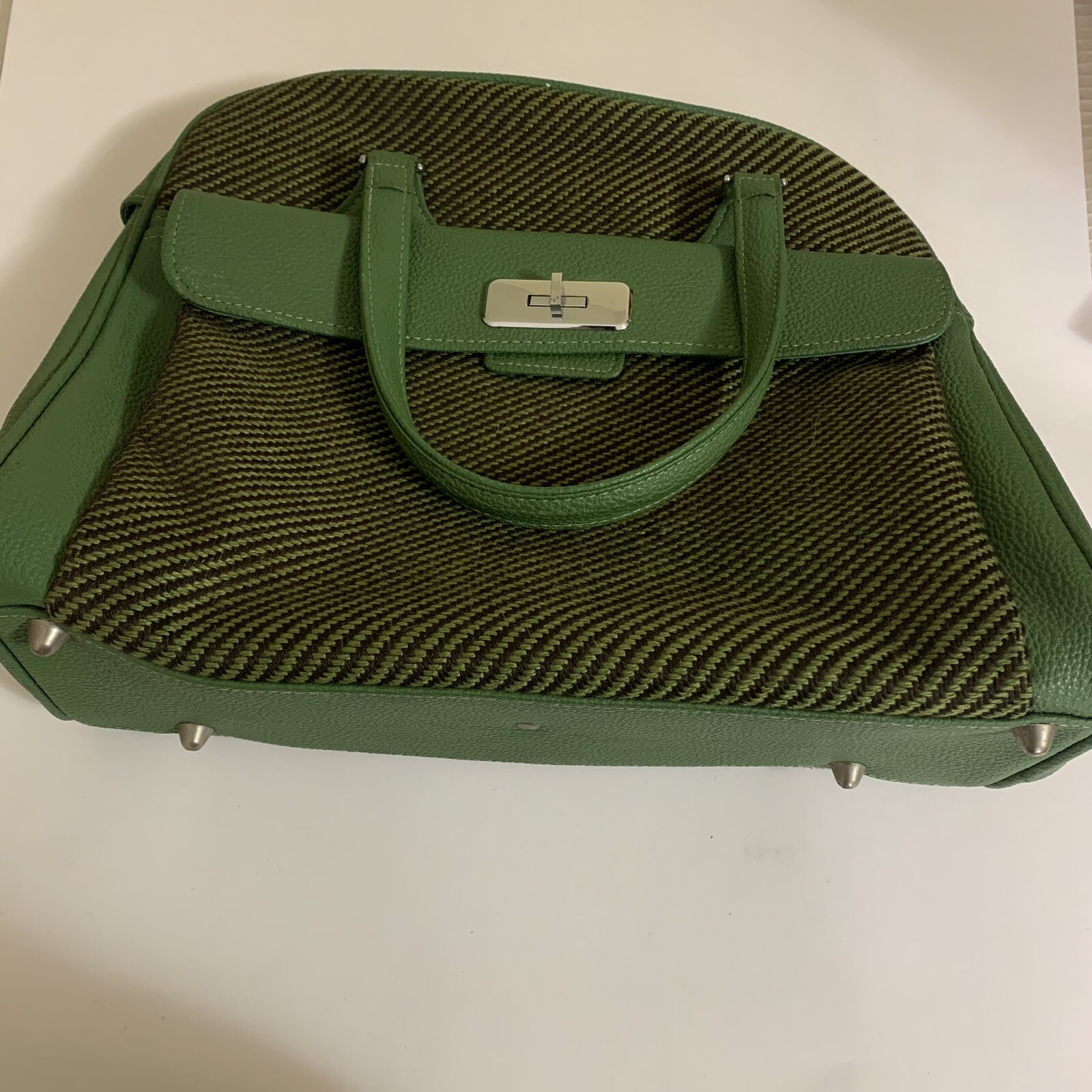Samsonite Saturn Omega Green Tweed Vinyl Carry-On Bag Vintage No Key. Nos