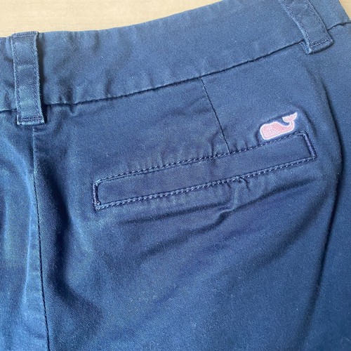 Vineyard Vines Navy Blue Cotton Blend Double Button Preppy Chino Shorts Womens 0 - Picture 7 of 8