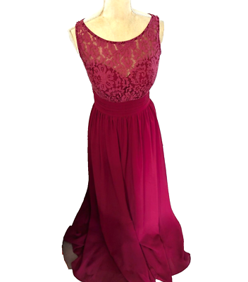 Christina Wu Celebration claret burgundy lace ball evening gown sz 8 open  back | eBay