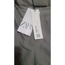 Zara wide leg pants Whit Darts High Waist M Khaki Waist 15" 8372 1  
