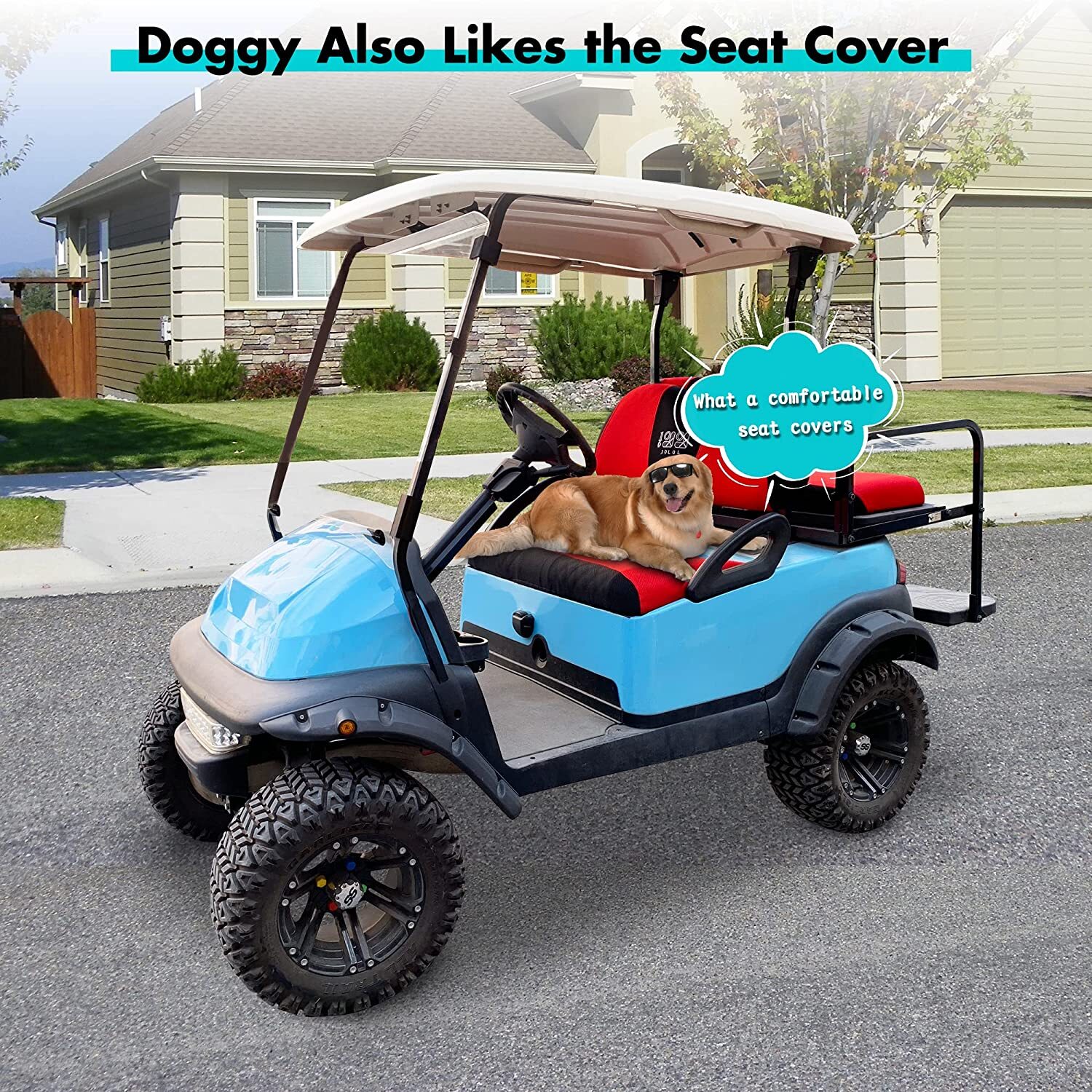 Front Rear Golf Cart Seat Cover Set for Yamaha & Club Car Precedent 4 Passenger