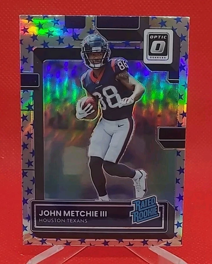 2022 PANINI OPTIC- JOHN METCHIE III  ROOKIE BLUE STARS PRIZM #217 TEXANS RC SP