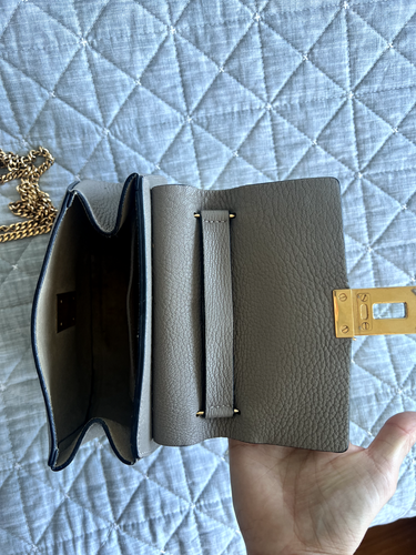 $1750 Chloe Women's TAUPE Drew Leather Shoulder Chain Saddle Purse Bag - Picture 13 of 13