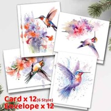 24-Pack Watercolor Hummingbird Greeting Cards with Envelopes mXP298873