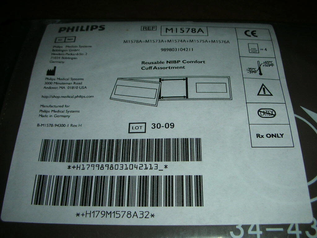 PHILIPS M1578A Comfort Care Blood Pressure Cuffs Adult KIT of 4 