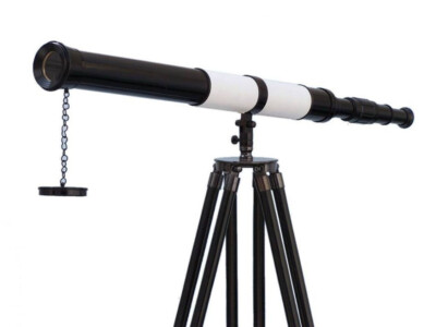 Admirals Floor Standing Oil Rubbed Bronze-White Leather with Black Stand Telesco