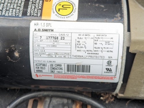 Century Flex 48 A.O. Smith # 7-177760-23 Above Ground Pool Pump Motor 1.5 HP - Picture 19 of 24
