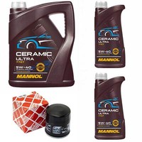 MotoröL Set Mannol 5W-40 Ceramic Ultra 7 Liter + ÖLfilter FüR Subaru Outback 3.6