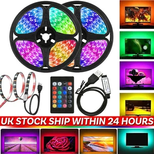 5V USB 5M LED Strip Lights TV Backlight 5050 RGB Colour Changing Remote Control