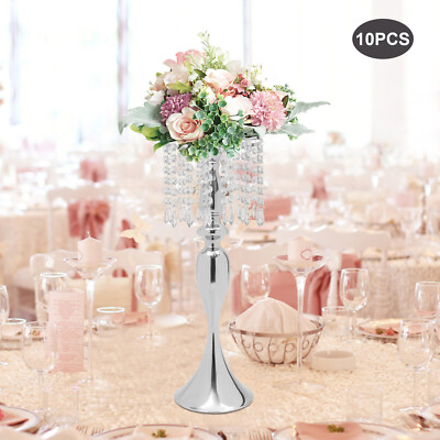 10 PCS Tabletop Crystal Wedding Flower Vase for Banquet Party Decoration