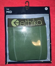 ETHIKA Men’s Underwear Boxer Brief Victory Green Print Medium (M) 