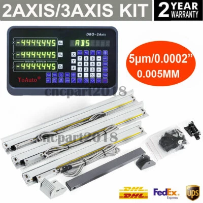 2Axis/3Axis DRO Display Digital Readout 5µm TTL Linear Scale CNC Mill Lathe Kit