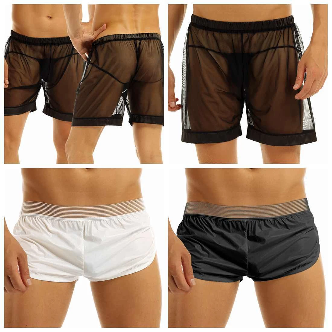 Men See Through Short Pants Mesh Sheer Lounge Shorts Underwear eBay