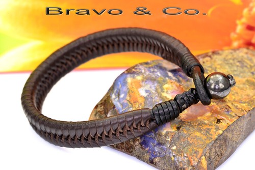 Armband Wristband Kangaroo Leather MAGNETIC HEMATITE Bracelet Pulsera 1B-289 - Picture 5 of 6
