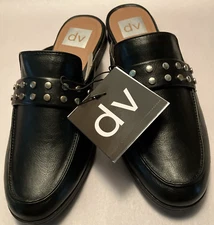 New w Tag DV Amery Womens 8 Black Slip On Flat Stud Design Comfort Slide Mules