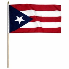 12x18 12"x18" Puerto Rico Rican Stick Flag wood staff Polyester 24 Inch Staff