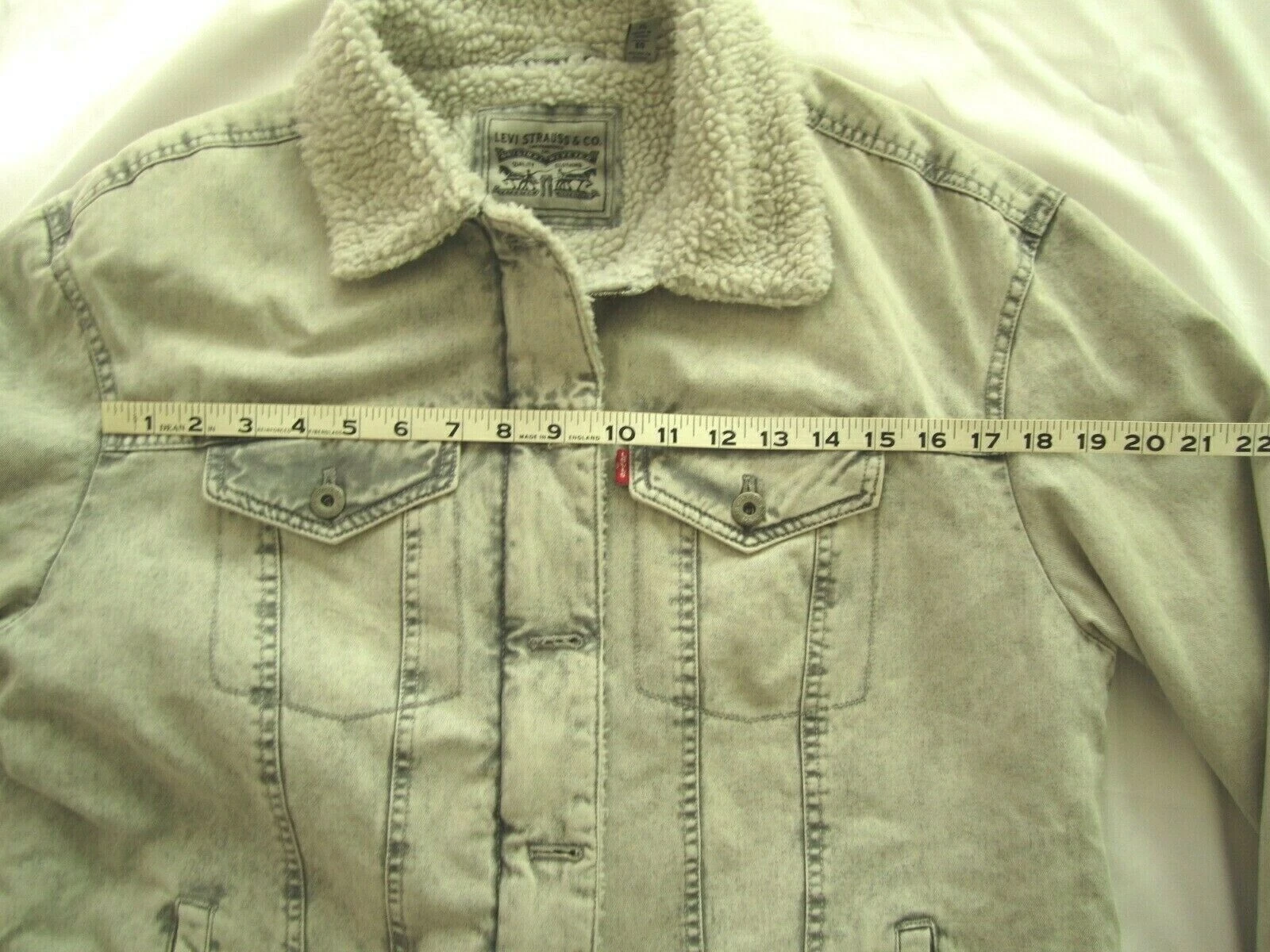 Levis Mens Sherpa Lined Trucker Jacket Grey Acid Wash Denim XL LW8RC790 - product detail image 4