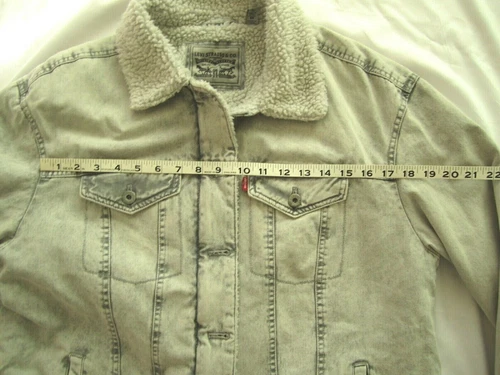 Levis Mens Sherpa Lined Trucker Jacket Grey Acid Wash Denim XL LW8RC790 image 4