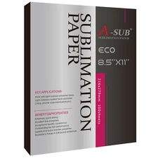 A-SUB Sublimation Paper 8.5x11 for Inkjet Printers Heat Transfer 100 Sheets 125g