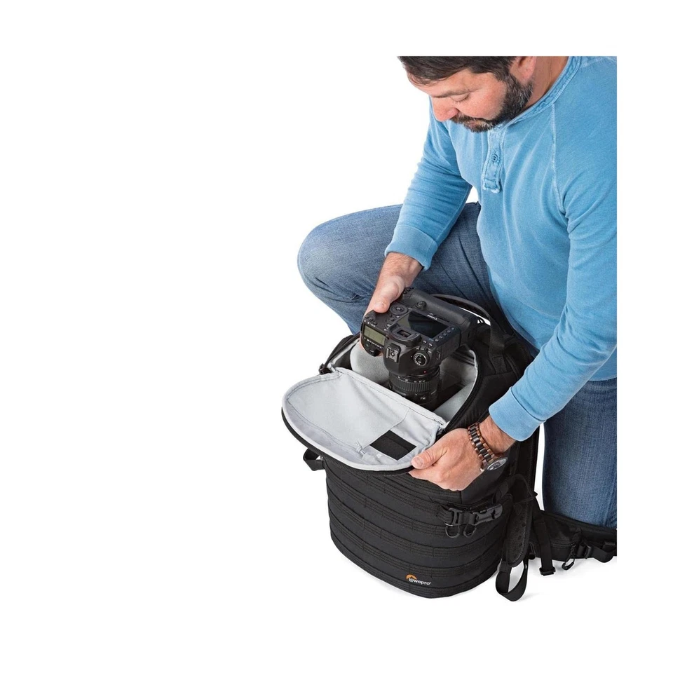 Mochila Lowepro ProTactic BP 450 AW II 25L linha verde câmera e laptop, preta - Imagem 2 de 4