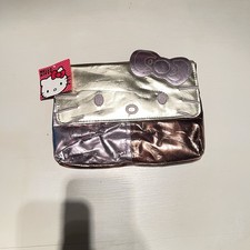 Hello Kitty Metallic Rose Gold Silver Clutch Purse Wallet Sanrio