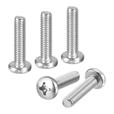 M6-1x25 Pan Head Machine Screws - 15pcs - 304 Stainless Steel -Silver