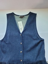 Vintage Womens Denim Maxi Dress 14 Jumper Dark Wash Button Front NWT
