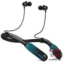 Neckband Bluetooth Headphones, 200H Extra Long Playtime Wireless Cyan Green