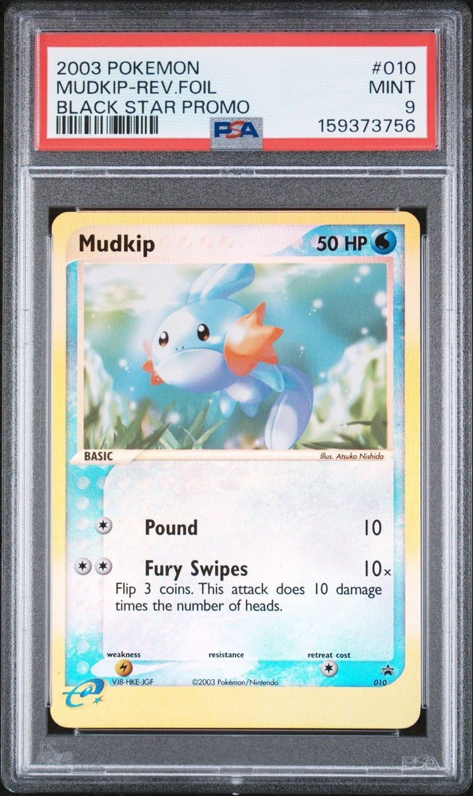 Low Pop 2003 Pokemon Mudkip Black Star Nintendo Promo PSA 9 REVERSE HOLO #010