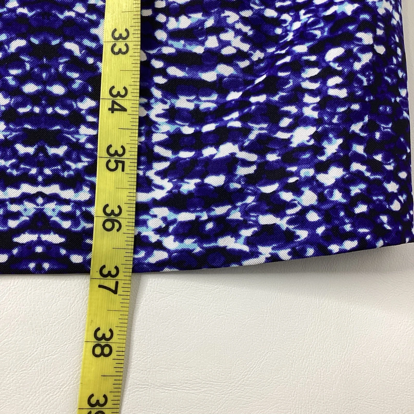 Abito smanicato ALYX donna taglia 14 blu bianco stampa geometrica tubino ginocchio tgt