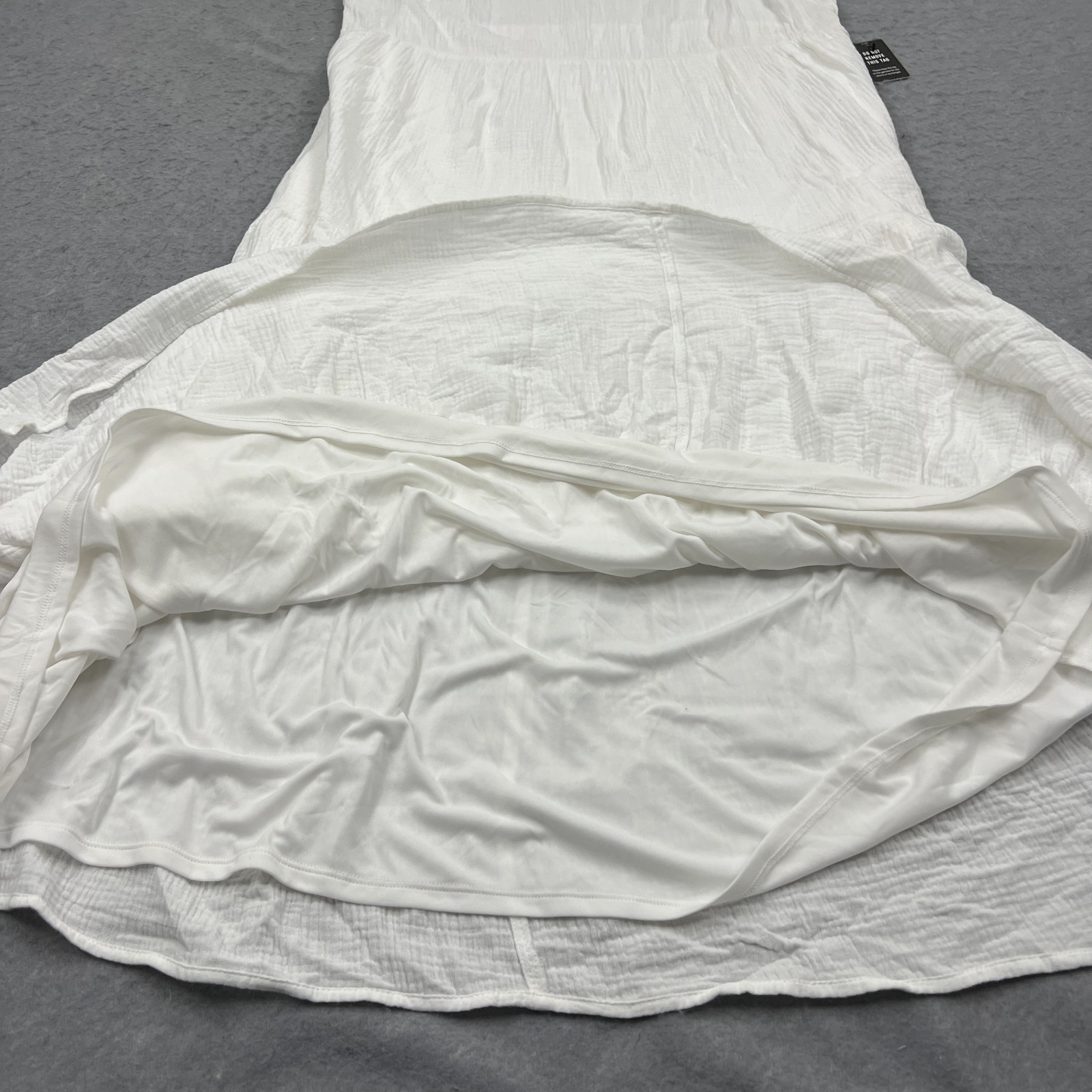 NEW Express Maxi Dress Women's XL White Airy Gauze Tiered Cap Sleeve Layered