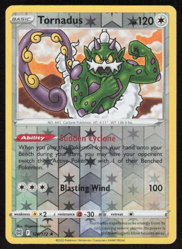 Pokemon Tornadus Rare 126/172 SWSH09: Brilliant Stars Reverse Holofoil NM