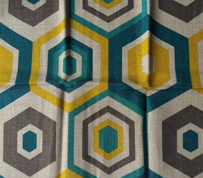 Groundworks Hexagon Tile Teal Fabric Remnant 24x24''