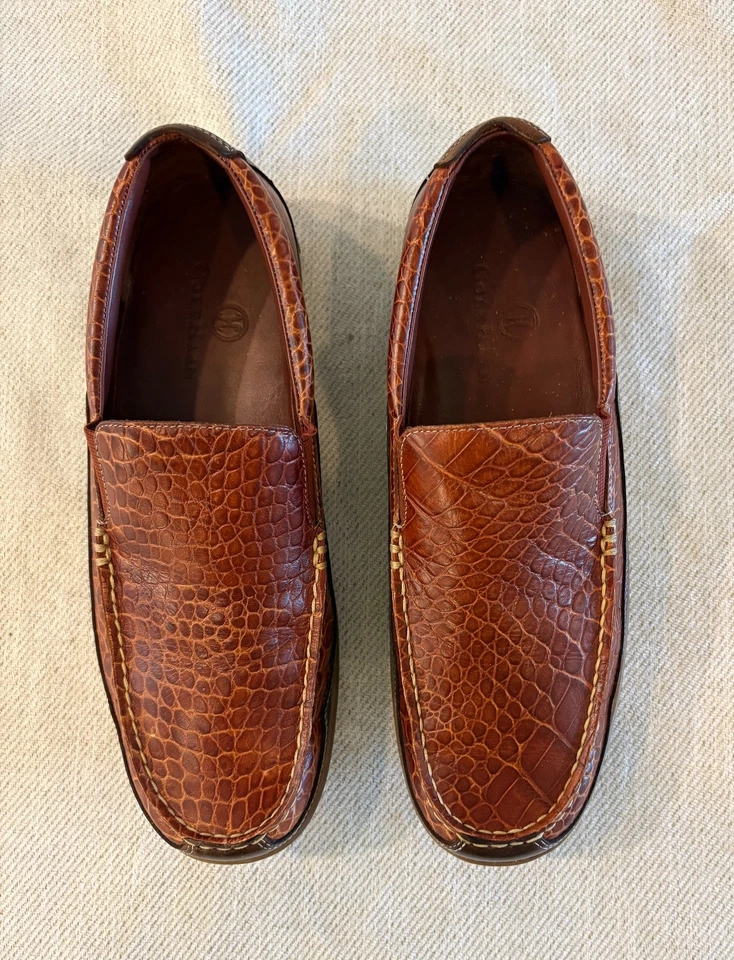 Mocasín Cole Haan Tucker Veneciano Croc Cuero Repujado Sin Cordones Marrón Tostado Talla 9.5M Foto 3 de 4