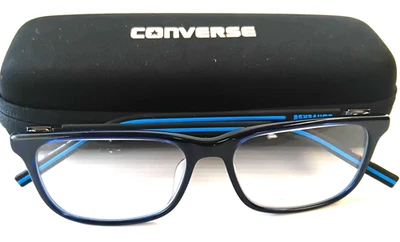 Converse Teen Size Black Electric Blue Rectangle Glasses Frames 30514188 & Case - image 1 of 4
