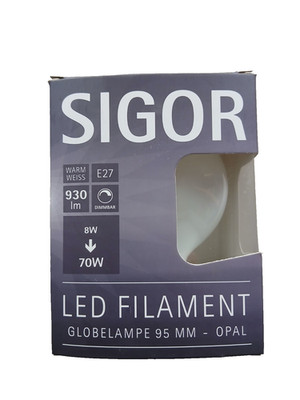 Sigor Globelampe 95mm LED  8W opal E27