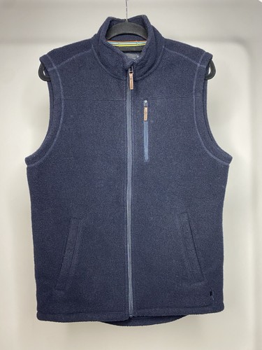 Smartwool Hudson Trail Vest Men's Medium Full Zip Navy Blue Wool Fleece Blend