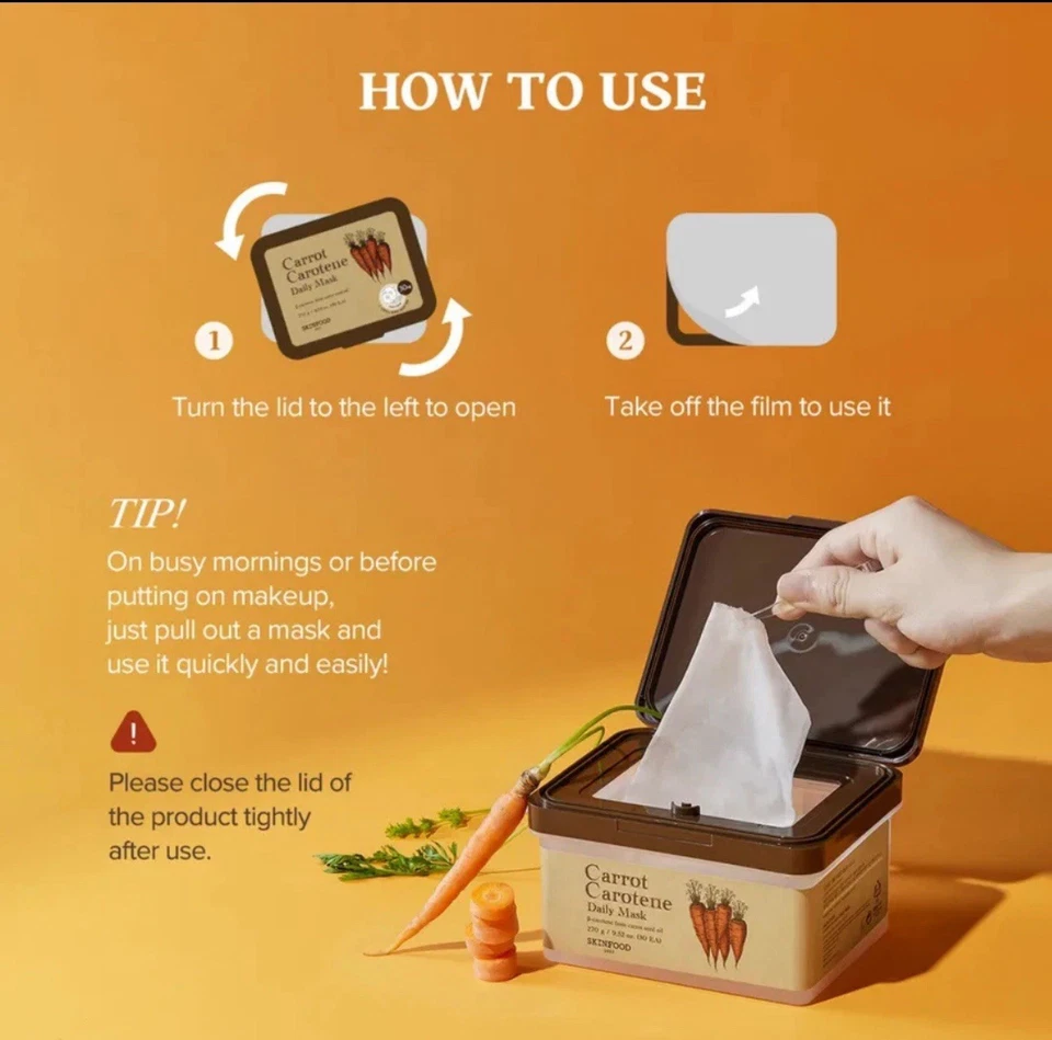 Máscara de hoja diaria SKINFOOD Yuja C Dark Spot Clear Vita - 30 hojas VENDEDOR DE EE. UU. Foto 2 de 4