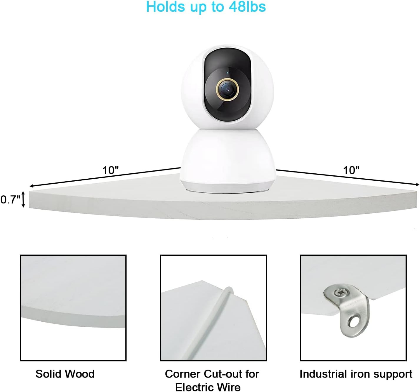 10 Inch Corner Wall Shelf Set of 2, Solid Wood Corner Floating Shelves for Wall,