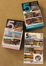Set of 15 5-Piece Cardboard Deluxe Jigsaw Puzzles Sure-Lox and Coded Backs
