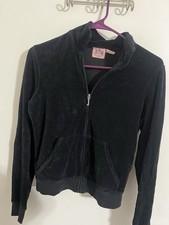 Vintage Juicy Couture Jacket Womens L Black Hoodie French Terry Y2K