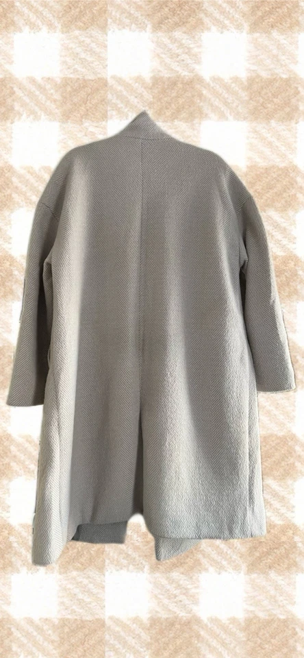 New Look Women's Coat Size 18 Grey And White Oversized With Pockets - Image 2 of 4