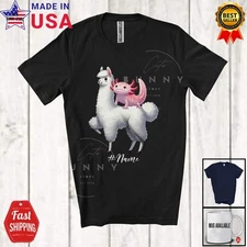 Custom Name Axolotl Riding Llama; Adorable Axolotl Animal; Family Group T-Shirt