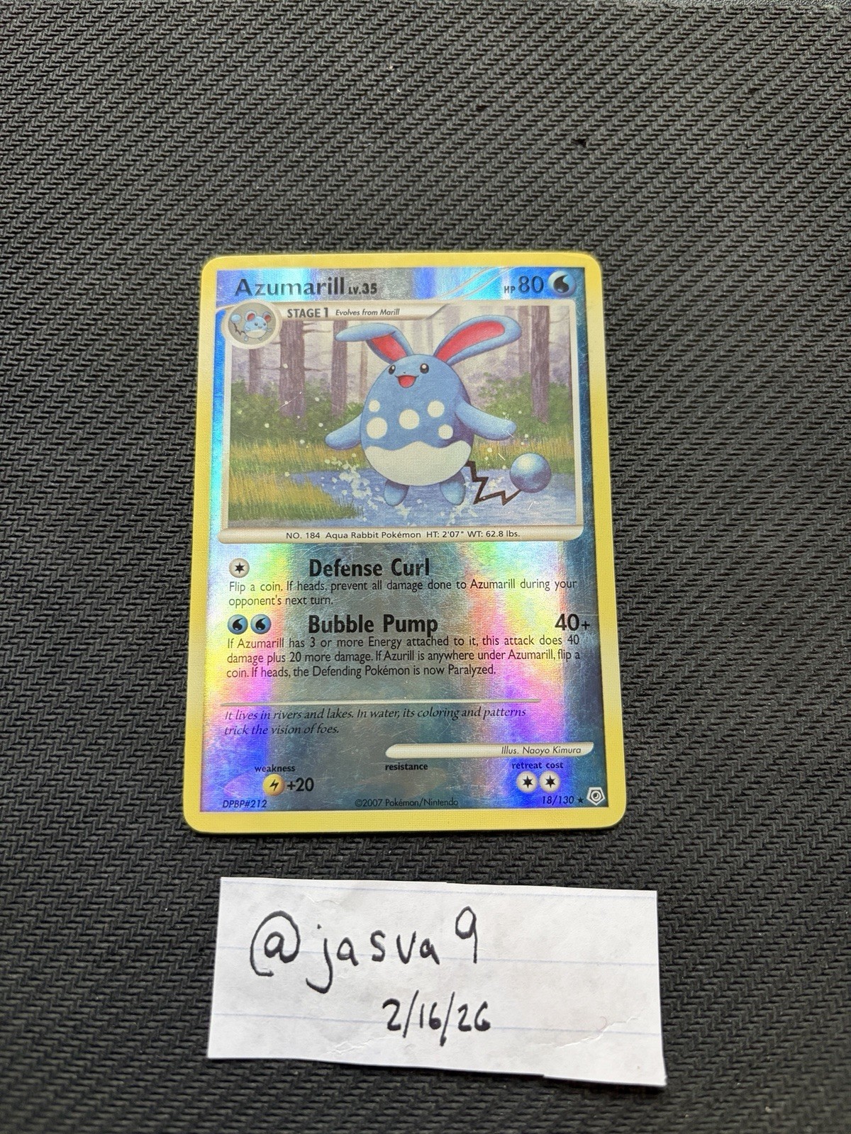 Azumarill Reverse Holo #18 Pokémon Diamond & Pearl – AS IS – SHIPS ASAP