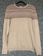 Ted Baker Mens Jumper Sweater Grey Fair Isle Knit Size 2 Med