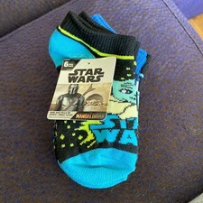 Star Wars The Mandalorian Disney Socks 6 Pairs Kids Size 4.5  8.5 Grogu Gift